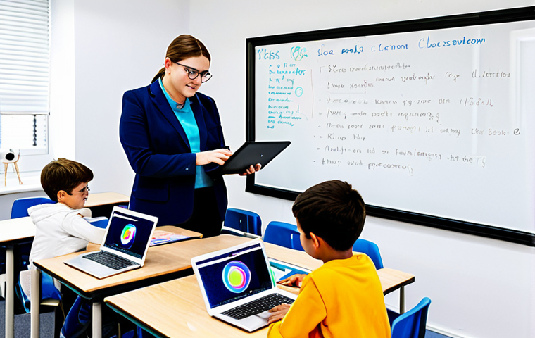 Coding School Classroom**
"Bright, modern classroom with children (ages 8-12) fully clothed and engaged in coding on laptops, teacher (fully clothed in professional attire) assisting students, colourful decorations, whiteboard with code snippets, safe for work, appropriate content, family-friendly, perfect anatomy, well-formed hands, natural proportions, professional photography."
**