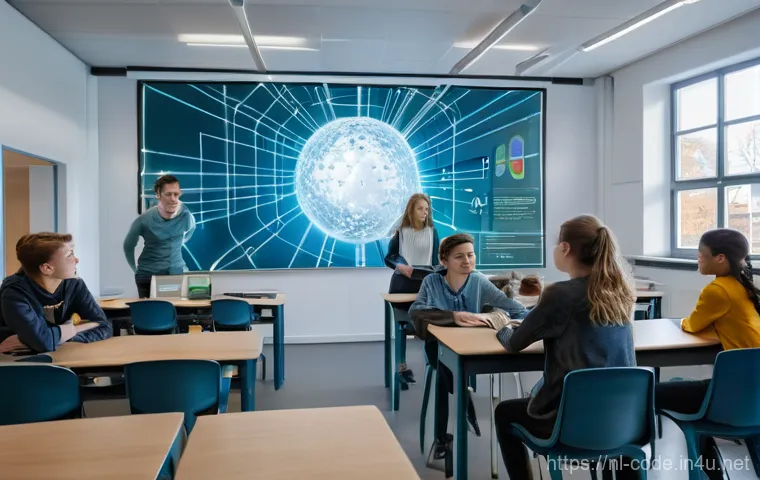 코딩교육지도사와 AI 활용 교육 사례 - **"Unlocking AI Concepts in a Modern Dutch Classroom"**
A group of diverse teenagers, aged 16-18...