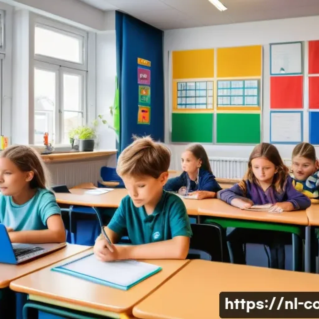 코딩교육지도사 직업군의 다양성 - A vibrant elementary school classroom in the Netherlands, filled with enthusiastic young children ag...