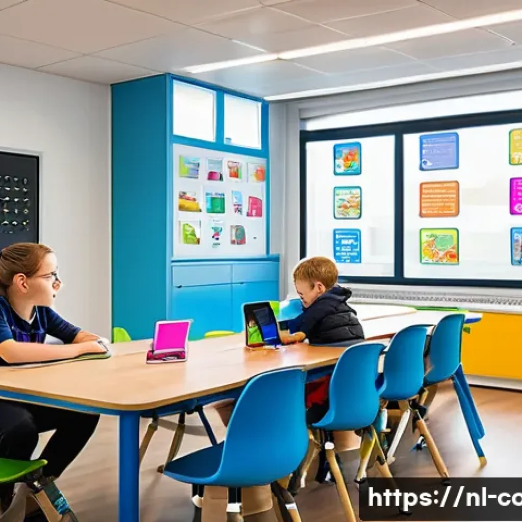 코딩교육지도사와 다양한 코딩 언어 비교 - A modern coding classroom in the Netherlands featuring a diverse group of children aged 8-12 wearing...