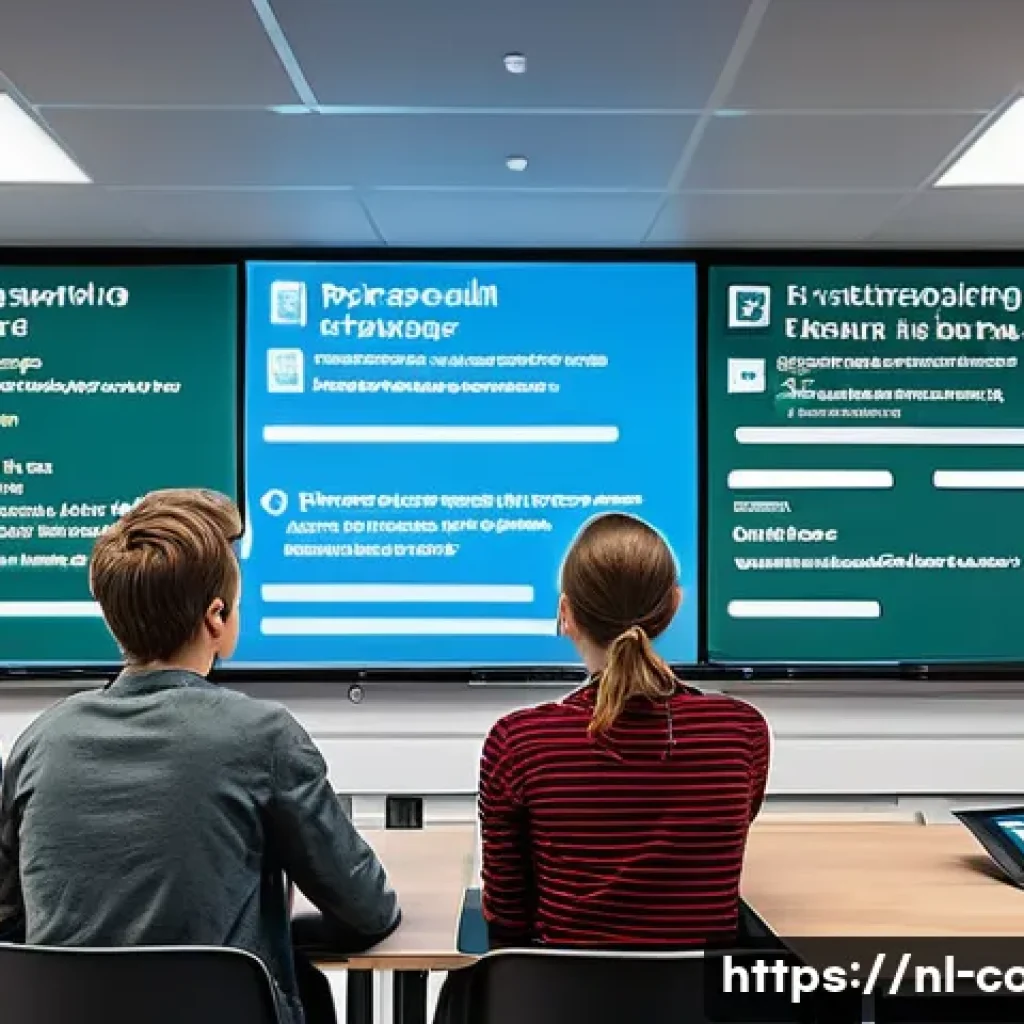 코딩교육지도사 시험에서 자주 출제되는 주제 - A modern classroom setting in the Netherlands, featuring a diverse group of teenage students attenti...