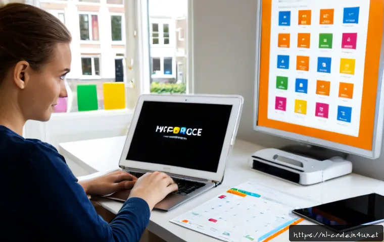 Home 17 코딩교육지도사 취업 준비 포트폴리오 - Photorealistic Dutch coding education instructor preparing a professional job portfolio at a bright ...